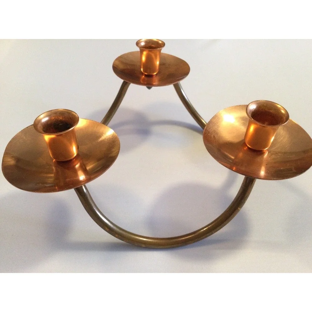Vintage Copper craft Guild Triple Candleholder